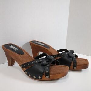 Tribeca By Kenneth Cole Women's Hello Again Black/Brown Heeled Sandals Size 10M